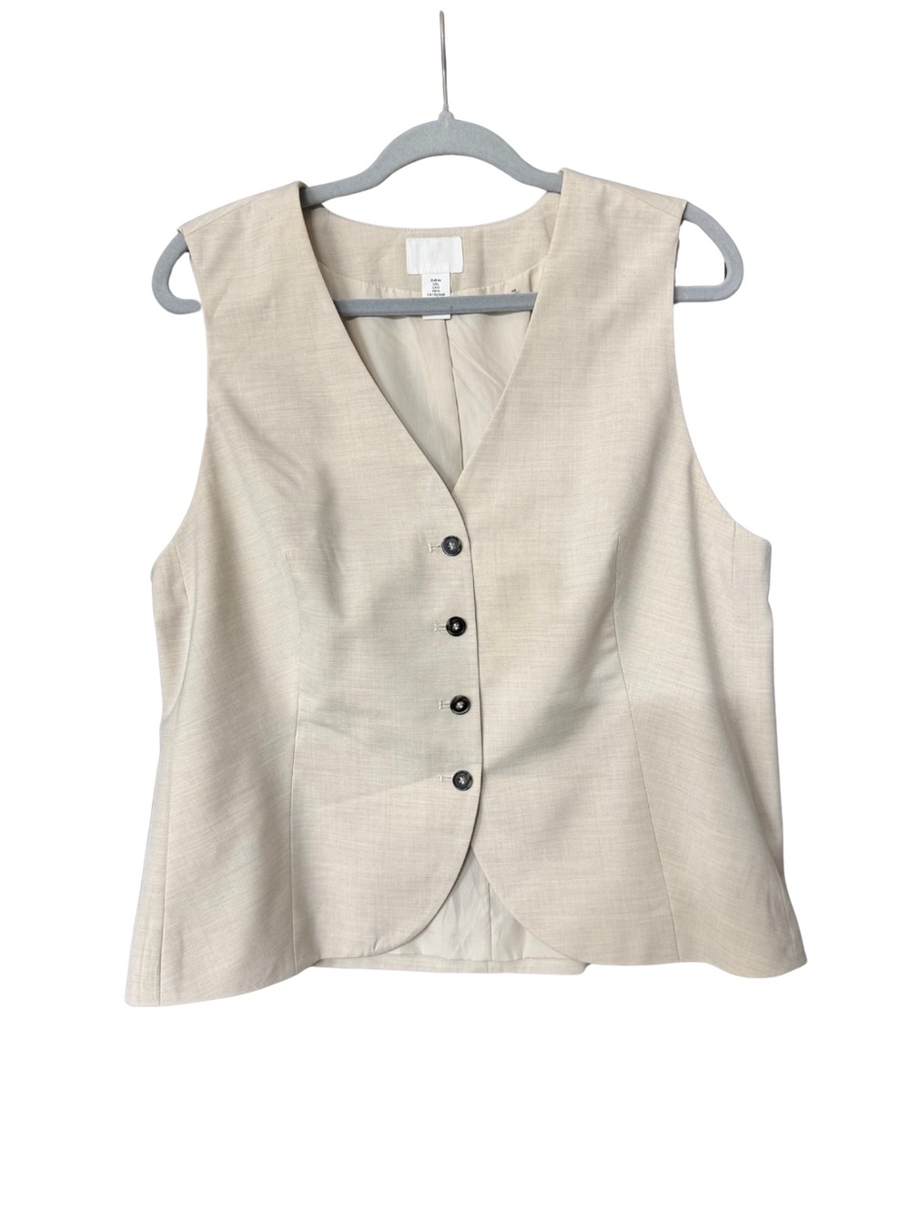 H&M Cream Sleeveless V-Neck Button Vest